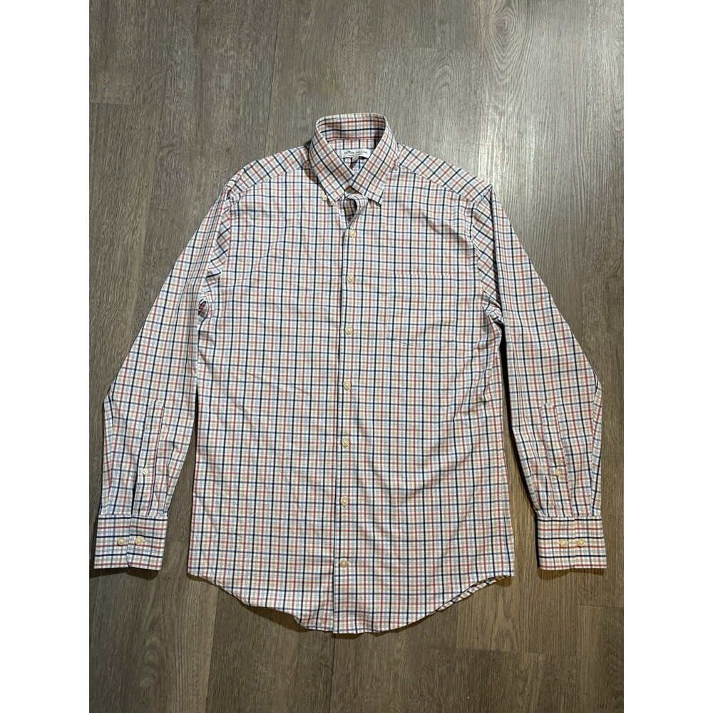 Peter Millar Shirt Mens Small Multicolor Check Button Down Long Sleeve Cotton